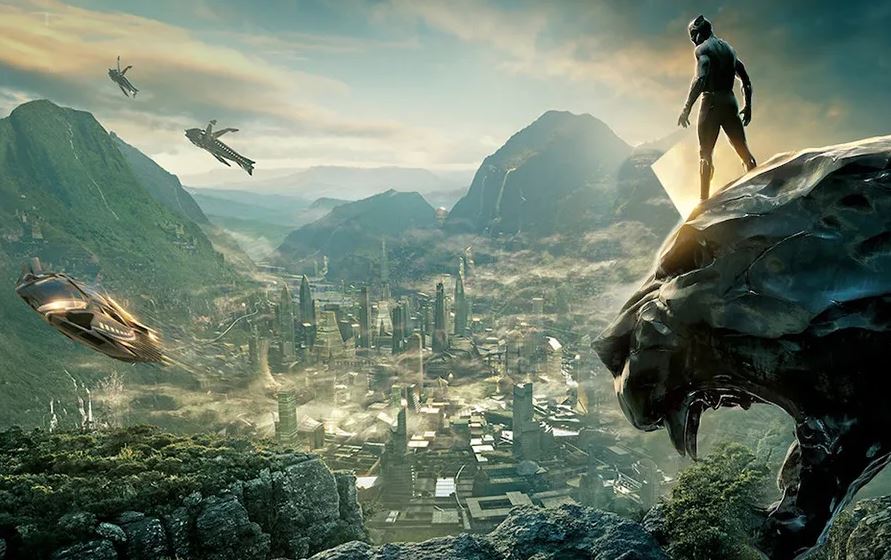 This meme is an image of the Black Panther movie poster with the city of Wakanda in the background. The text "I can see for miles" is written in a bold, comic book-style font, referencing the song of the same name by The     . The image is likely a joke about the city's impressive views, with the song's lyrics implying that the city's location allows for a wide   .